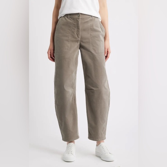 Eileen Fisher Pants - Eileen Fisher Barrel Leg Stretch Organic Cotton Ankle Pants Reed NEW